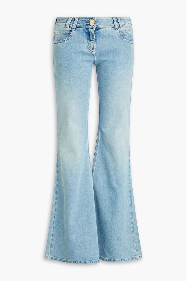 Faded low-rise flared jeans