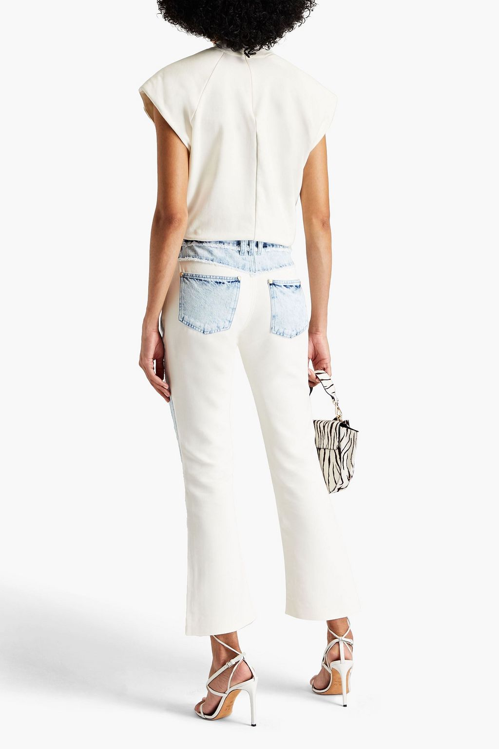 BALMAIN Denim-trimmed crepe bootcut pants