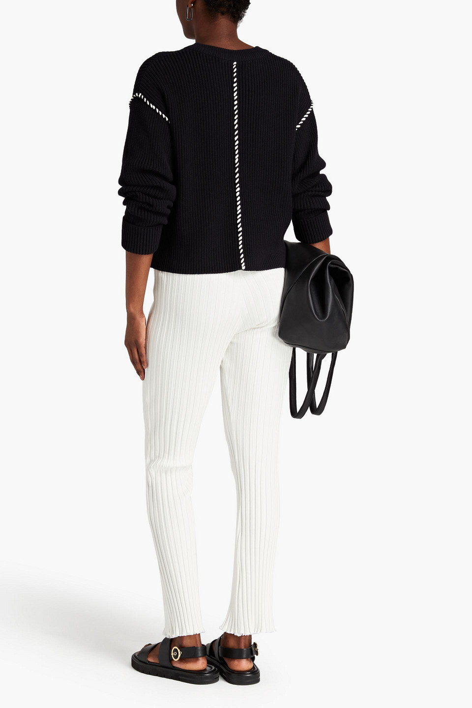 NINETY PERCENT IRIS RIBBED ORGANIC COTTON-BLEND SWEATER