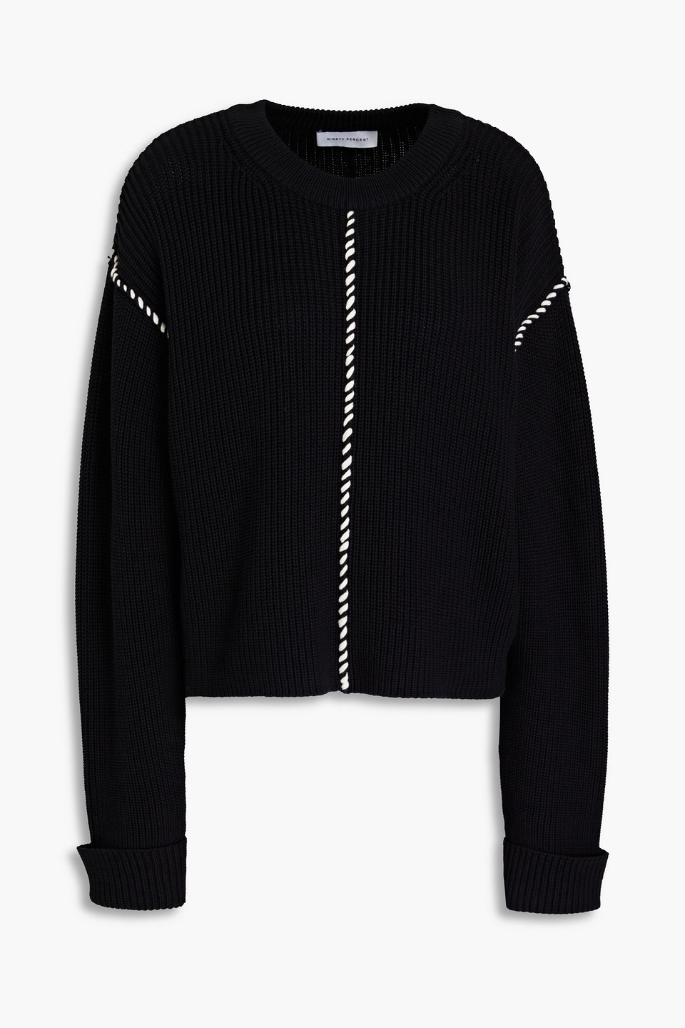 NINETY PERCENT IRIS RIBBED ORGANIC COTTON-BLEND SWEATER