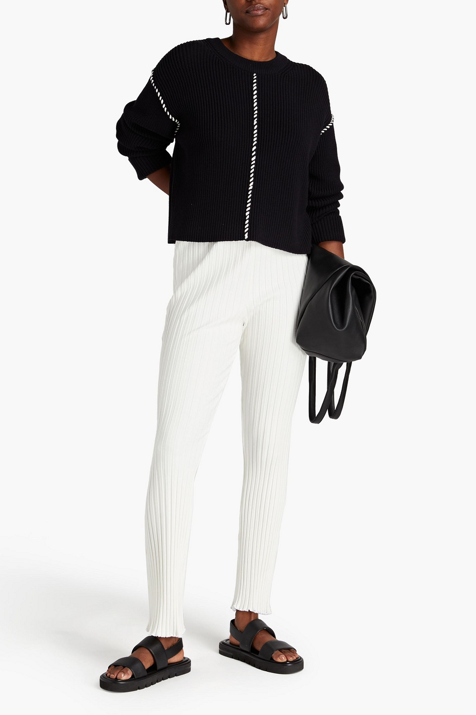 NINETY PERCENT IRIS RIBBED ORGANIC COTTON-BLEND SWEATER