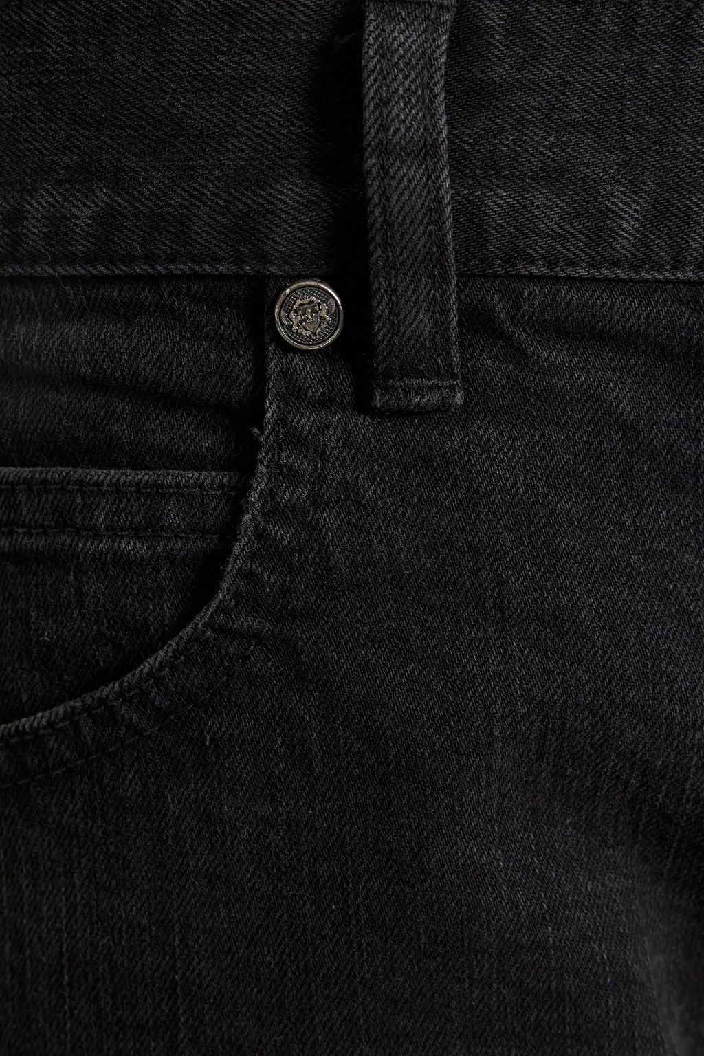 BALMAIN Jeansshorts mit schmalem Bein und Fransen
