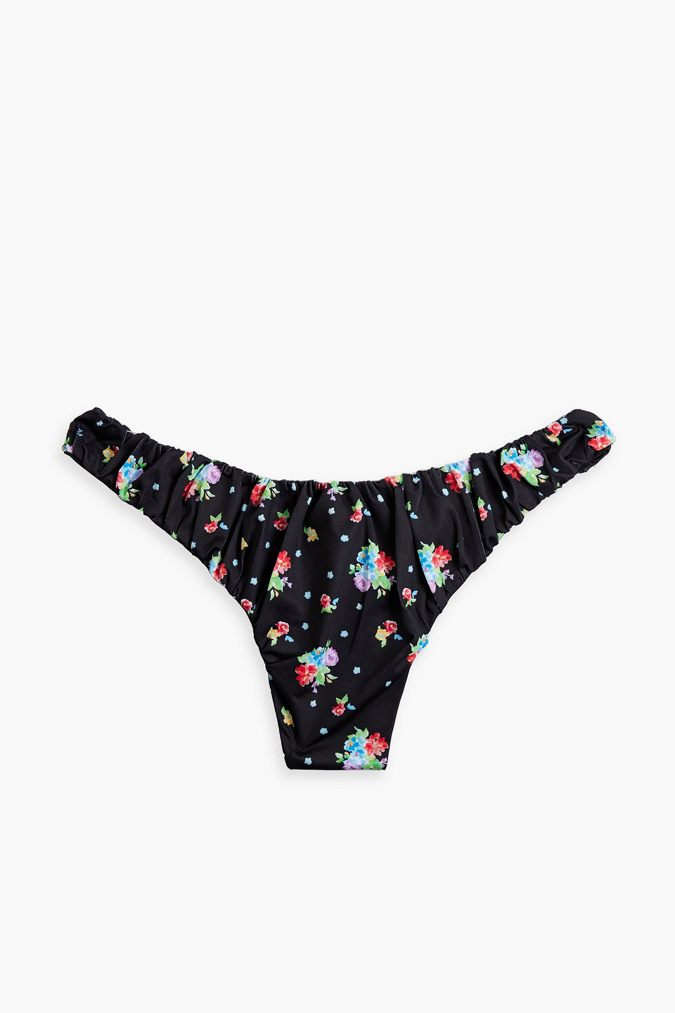 Dorit gathered floral-print low-rise bikini briefs