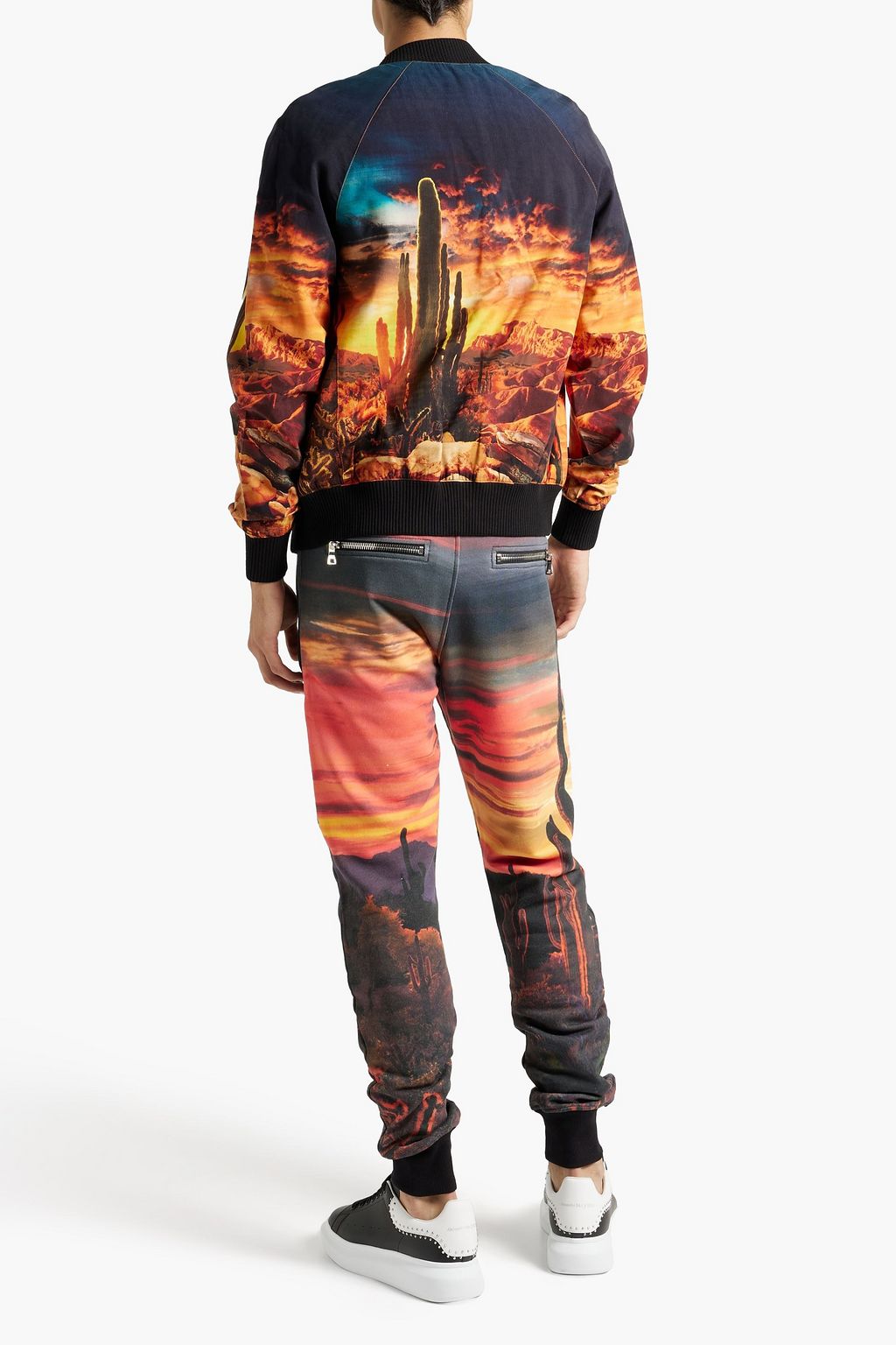 BALMAIN Bomberjacke aus Baumwoll-Twill mit Print