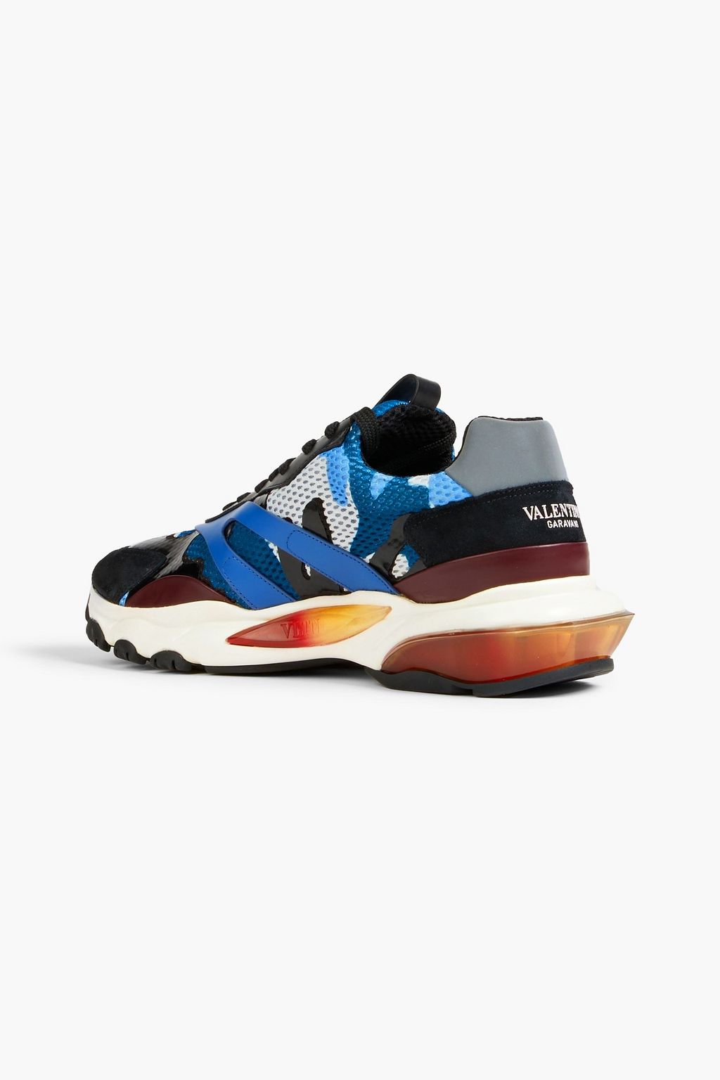 VALENTINO GARAVANI Netrunner suede and leather-trimmed camouflage-print mesh sneakers