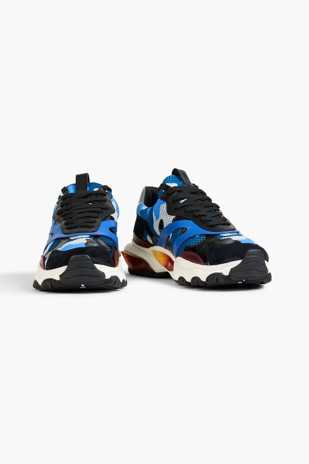 VALENTINO GARAVANI Netrunner suede and leather-trimmed camouflage-print mesh sneakers