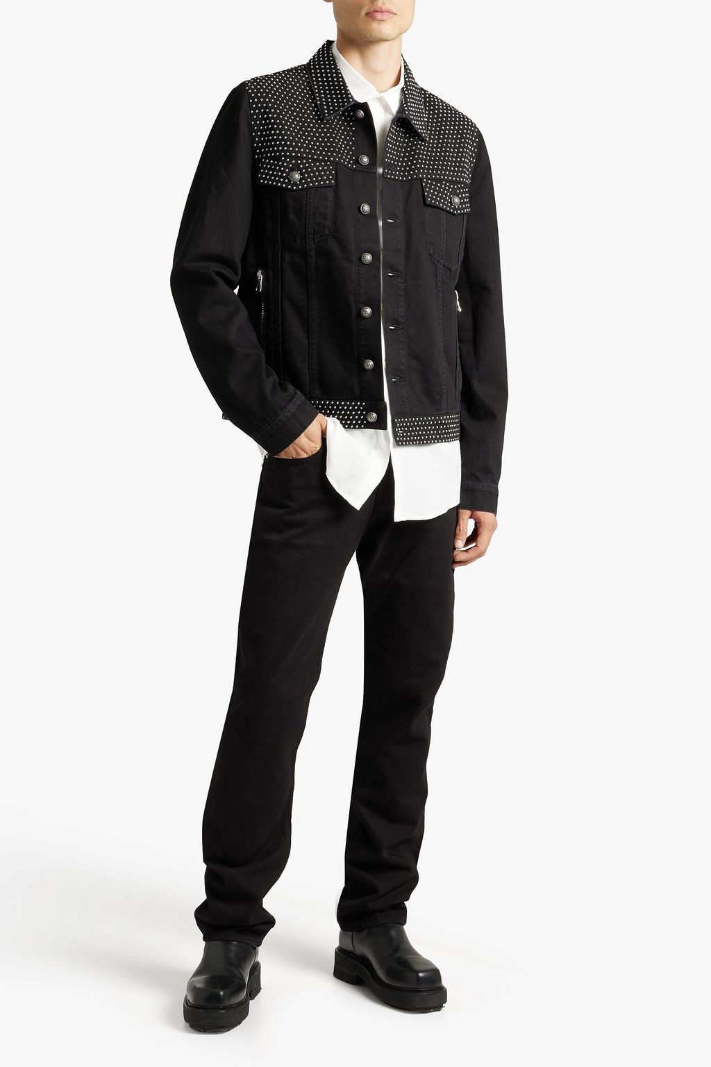 BALMAIN Studded denim jacket