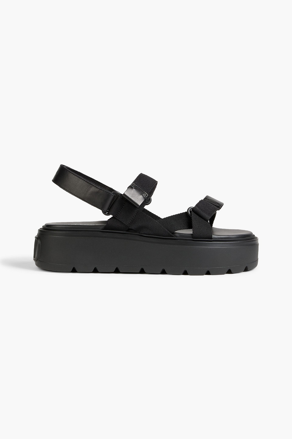 Valentino Black Uniqueform Flatform Sandals In Black