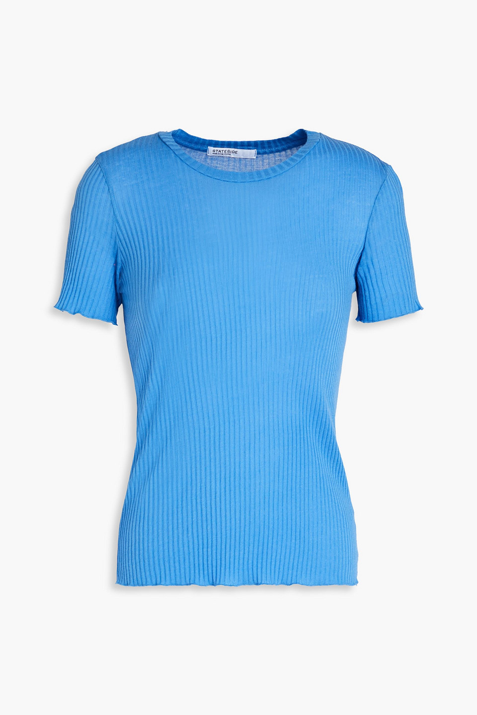 Stateside Ribbed Supima Cotton-jersey T-shirt In Azure