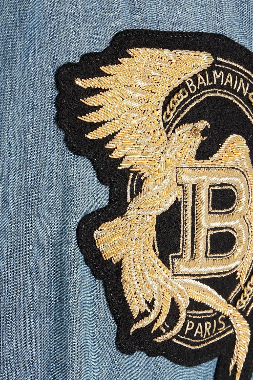 BALMAIN Appliquéd denim shirt