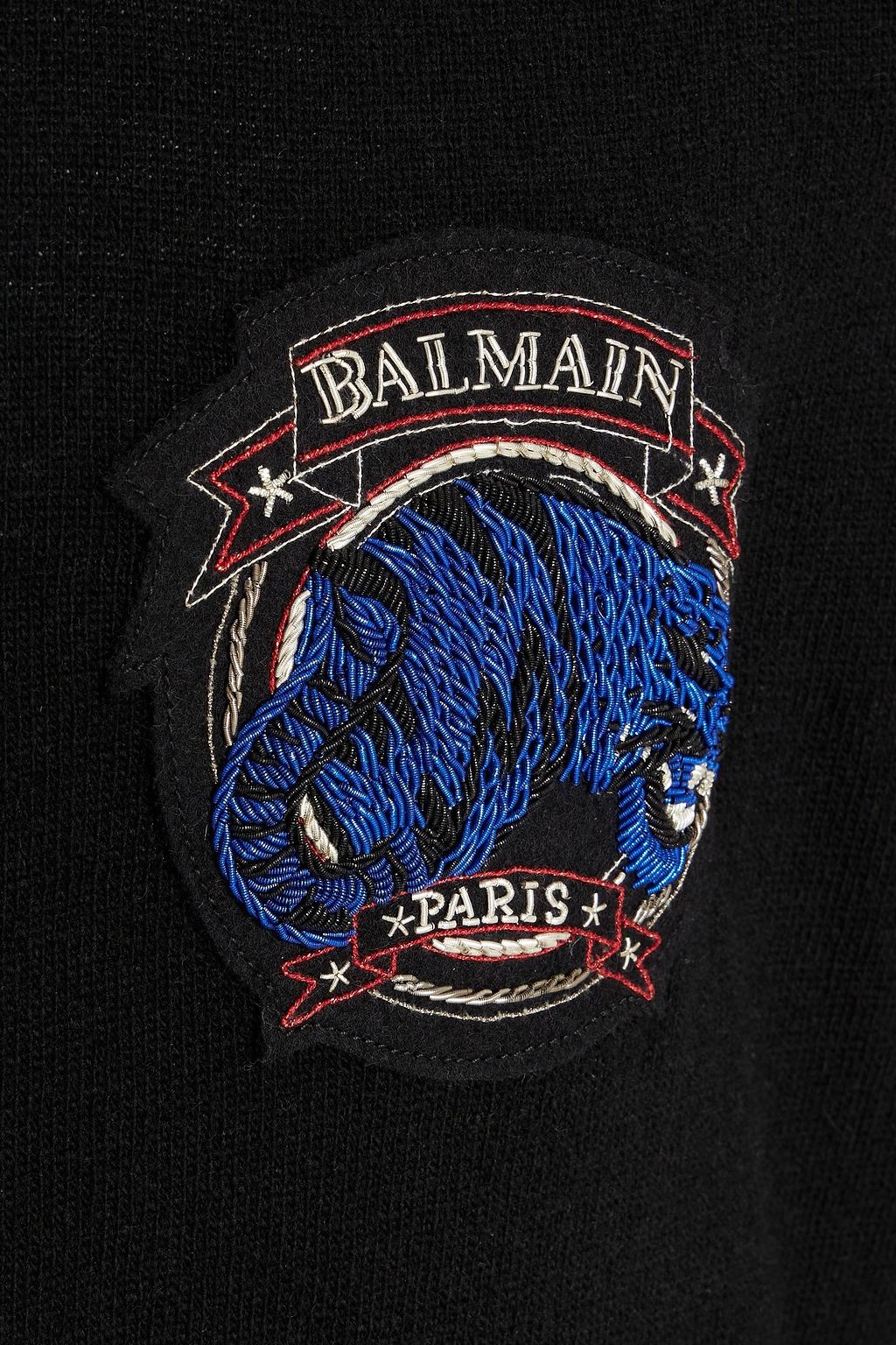 BALMAIN Appliquéd cashmere and wool-blend sweater