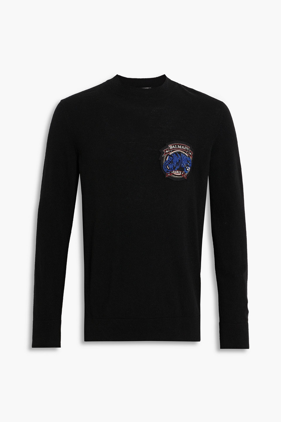 Balmain Appliquéd Cashmere And Wool-blend Jumper In Black