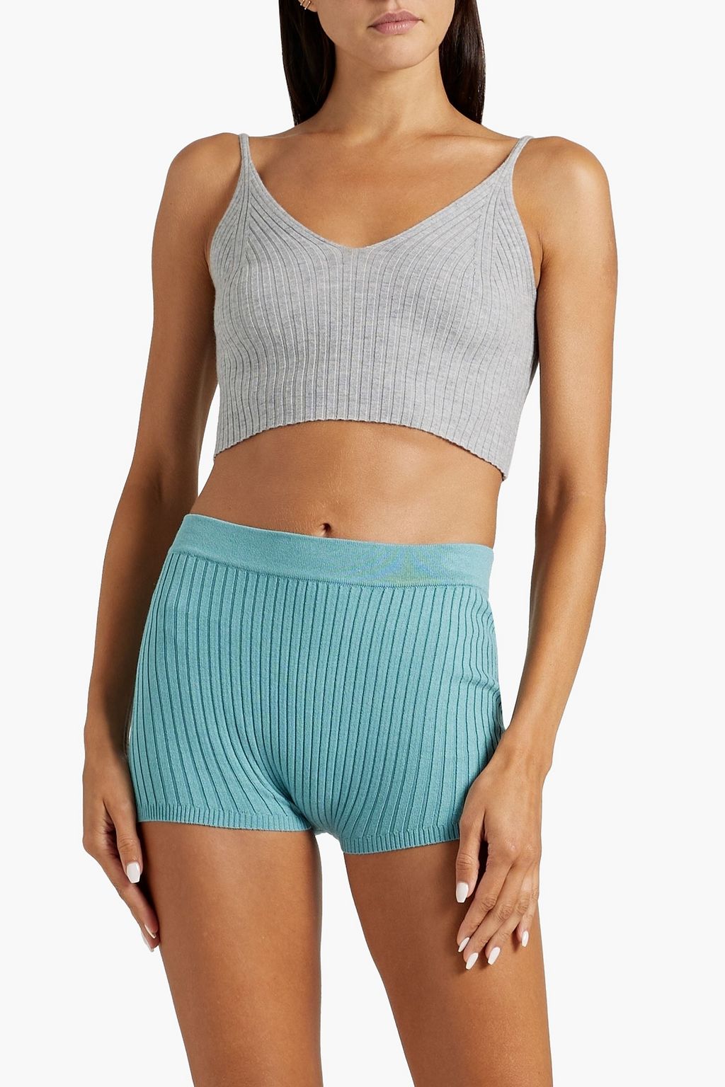LIVE THE PROCESS Ribbed-knit shorts