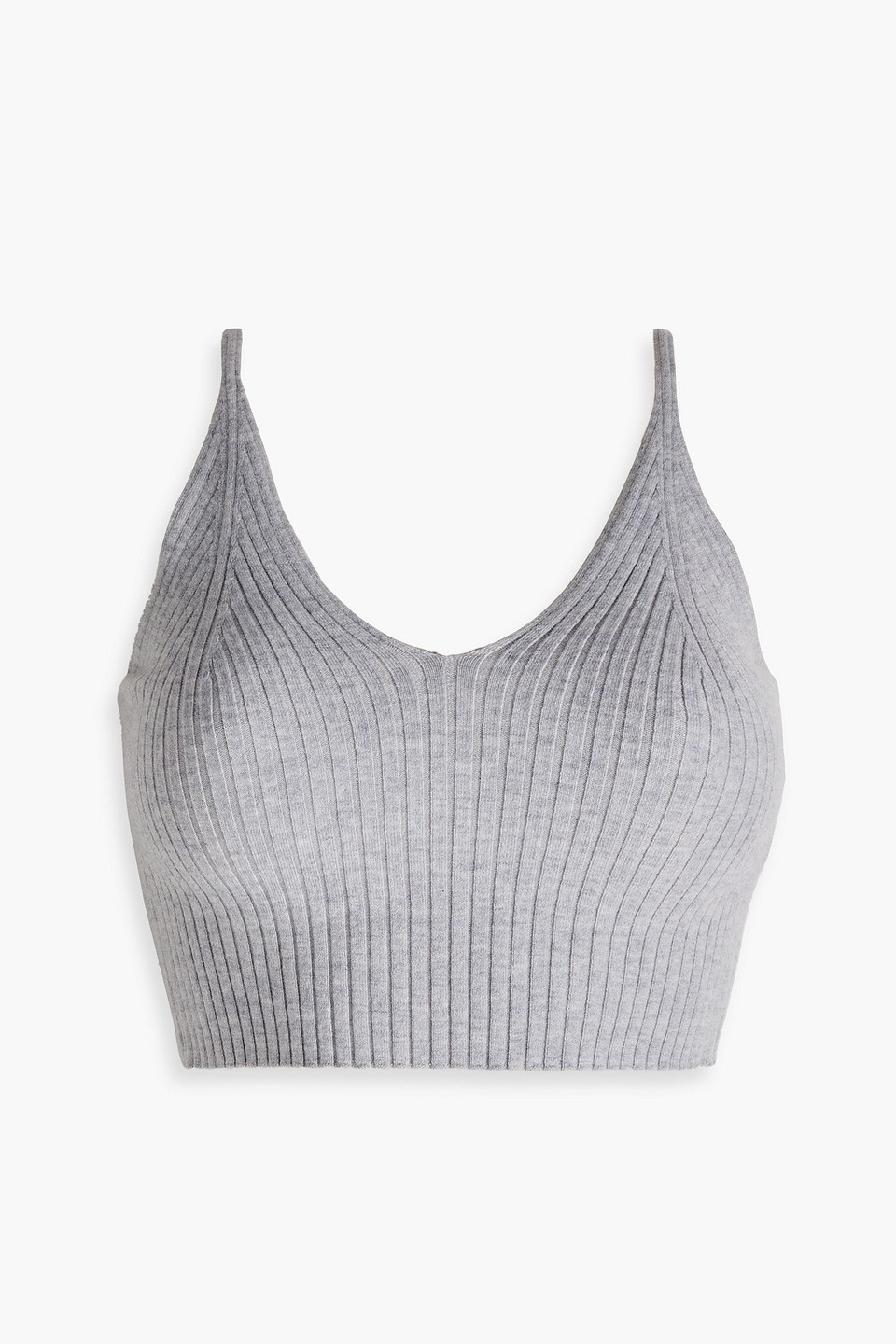 Cropped ribbed stretch-knit tank