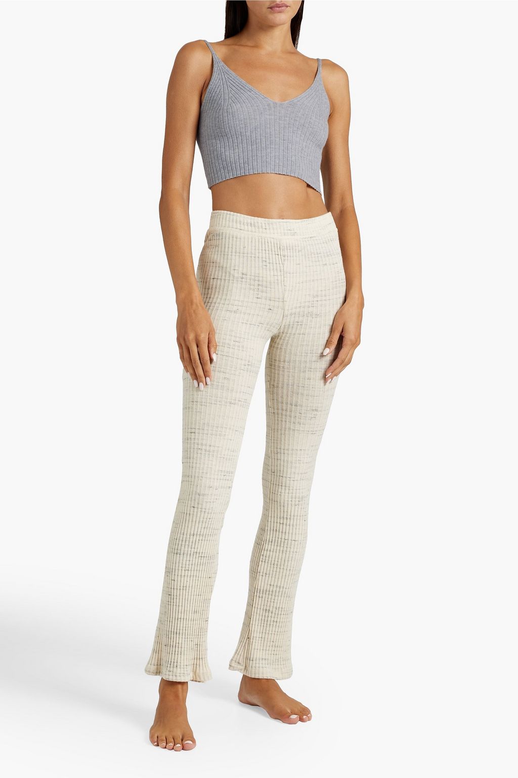LIVE THE PROCESS Cropped ribbed stretch-knit tank