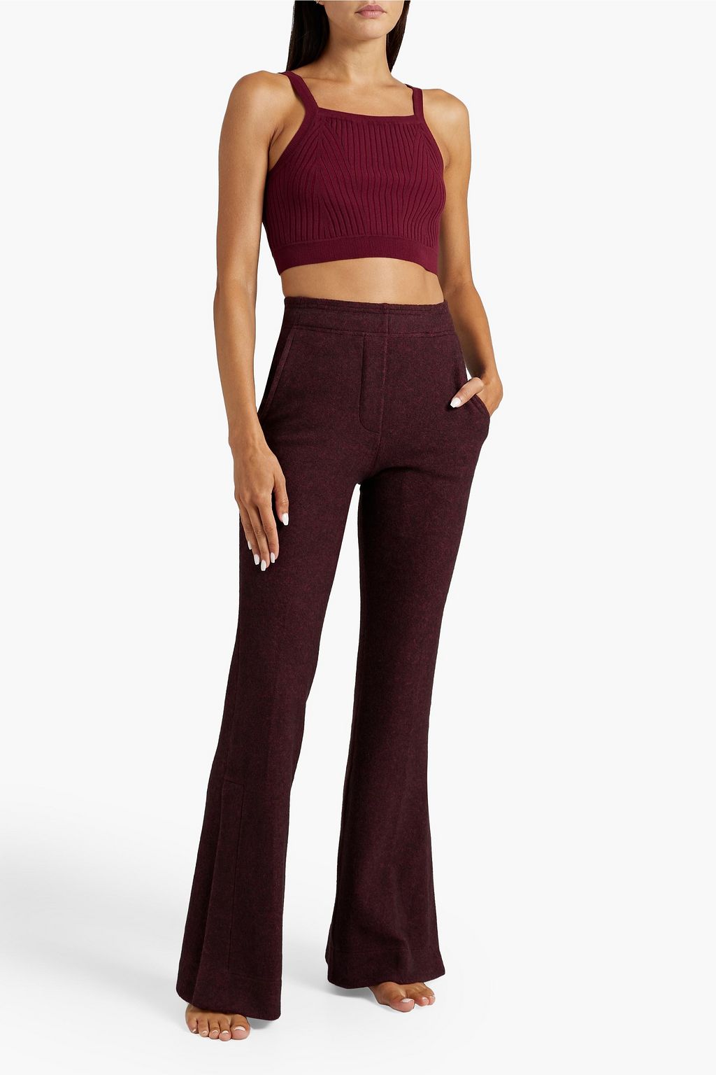 LIVE THE PROCESS Ribbed-knit sports bra