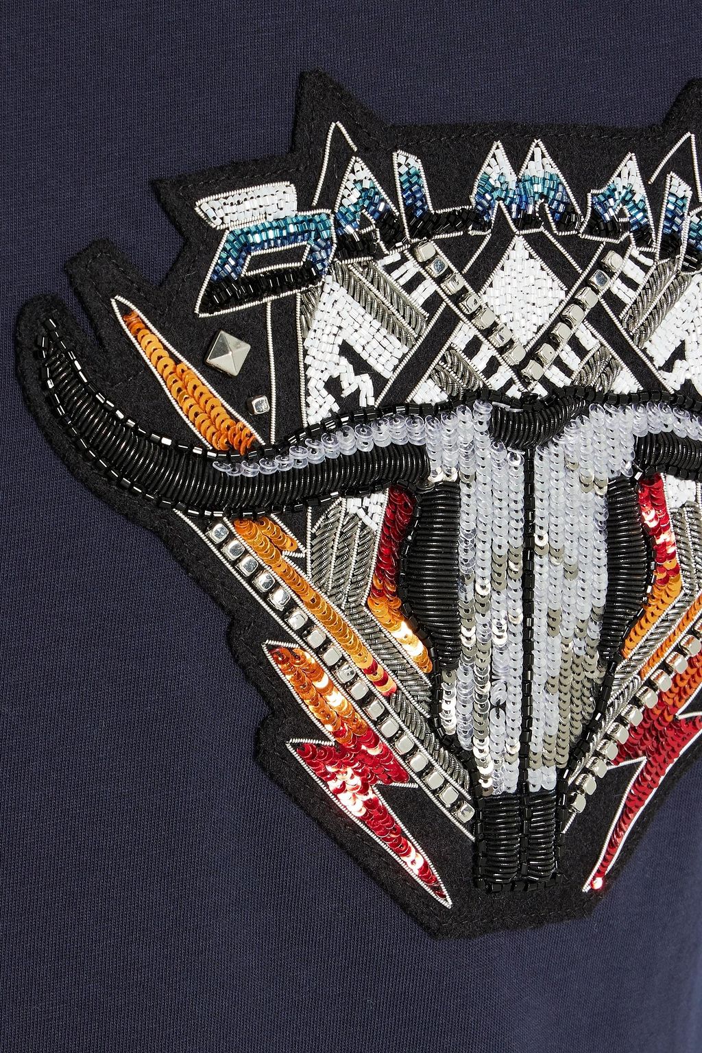 BALMAIN T-Shirt aus Baumwoll-Jersey mit Applikationen