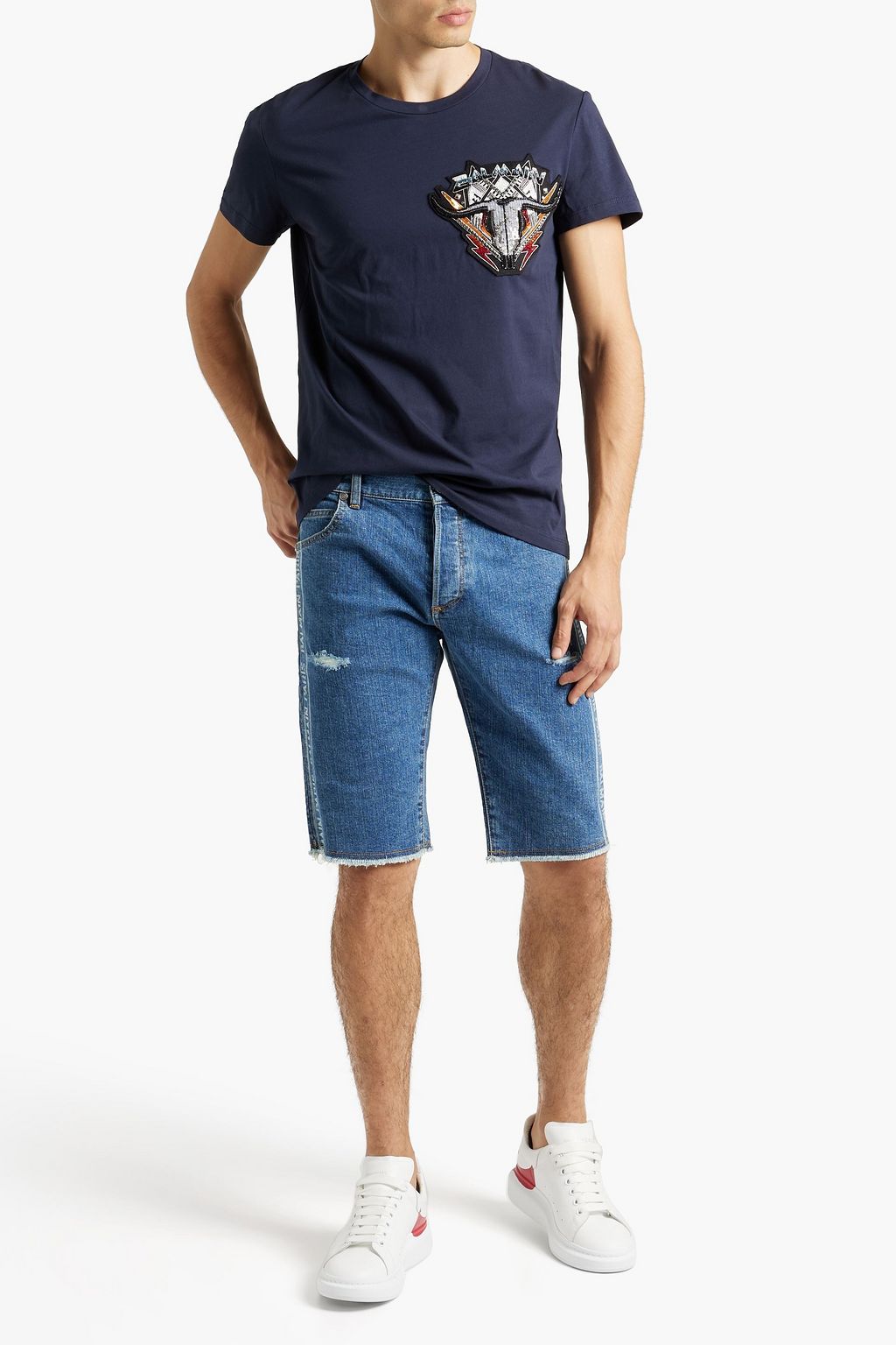 BALMAIN T-Shirt aus Baumwoll-Jersey mit Applikationen