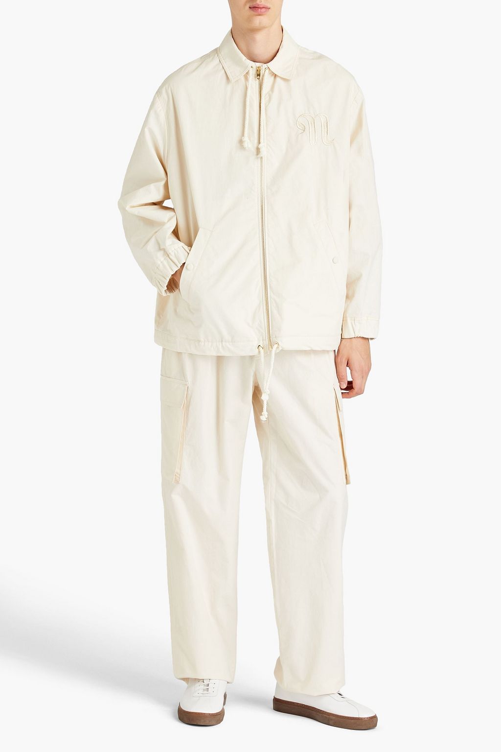 NANUSHKA Logo-embroidered cotton-poplin jacket