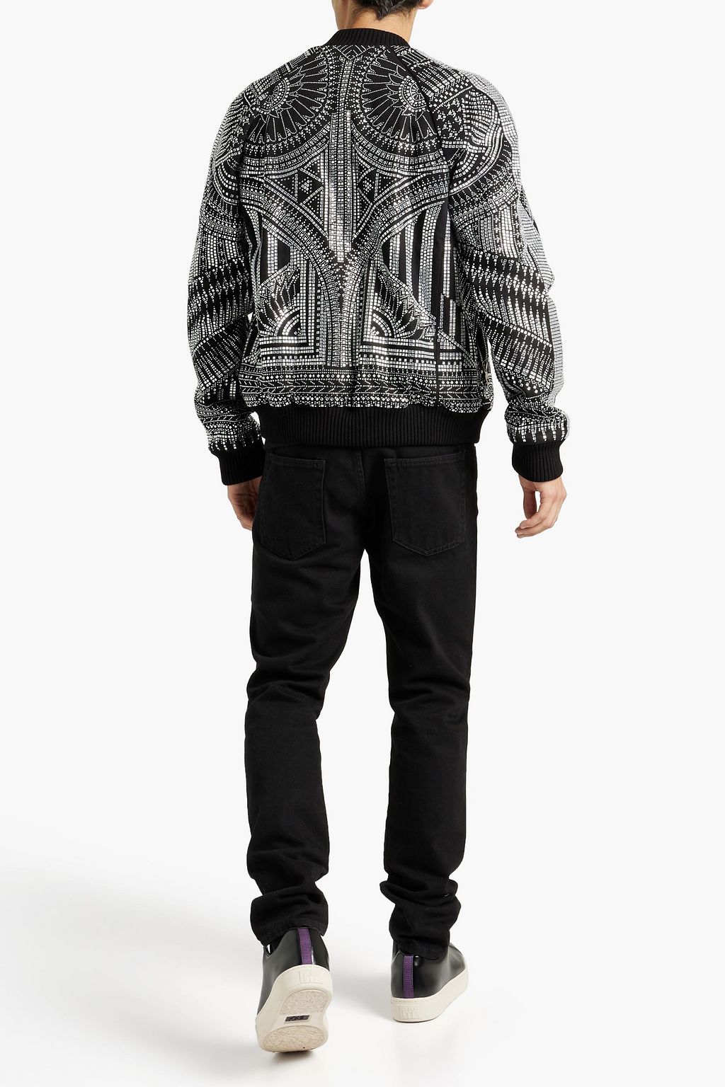 BALMAIN Crystal-embellished cotton-twill bomber jacket