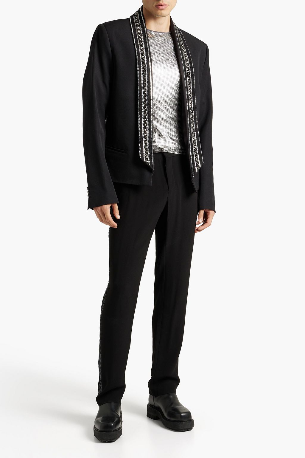 BALMAIN Verzierte Jacke aus Woll-Crêpe