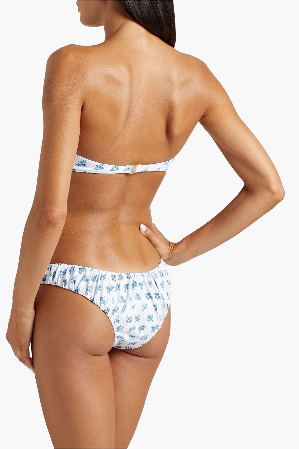CAROLINE CONSTAS Maria gathered floral-print bandeau bikini top
