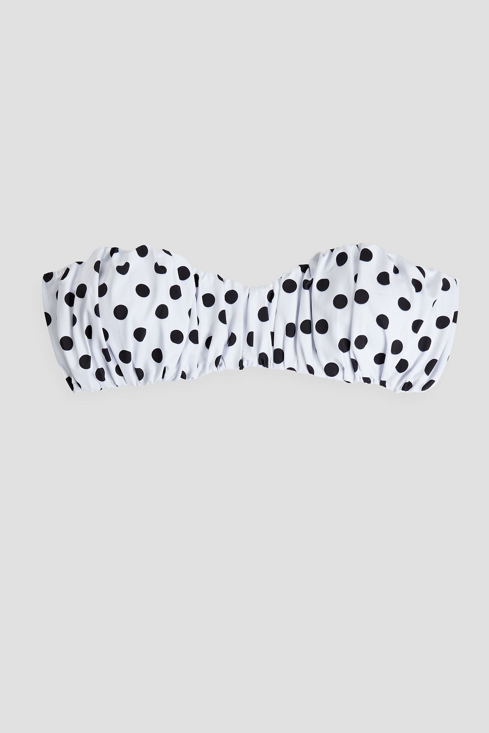 Caroline Constas Leila Gathered Polka-dot Bandeau Bikini Top In White