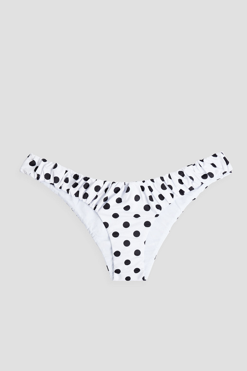 Caroline Constas Dorit Gathered Polka-dot Low-rise Bikini Briefs In White