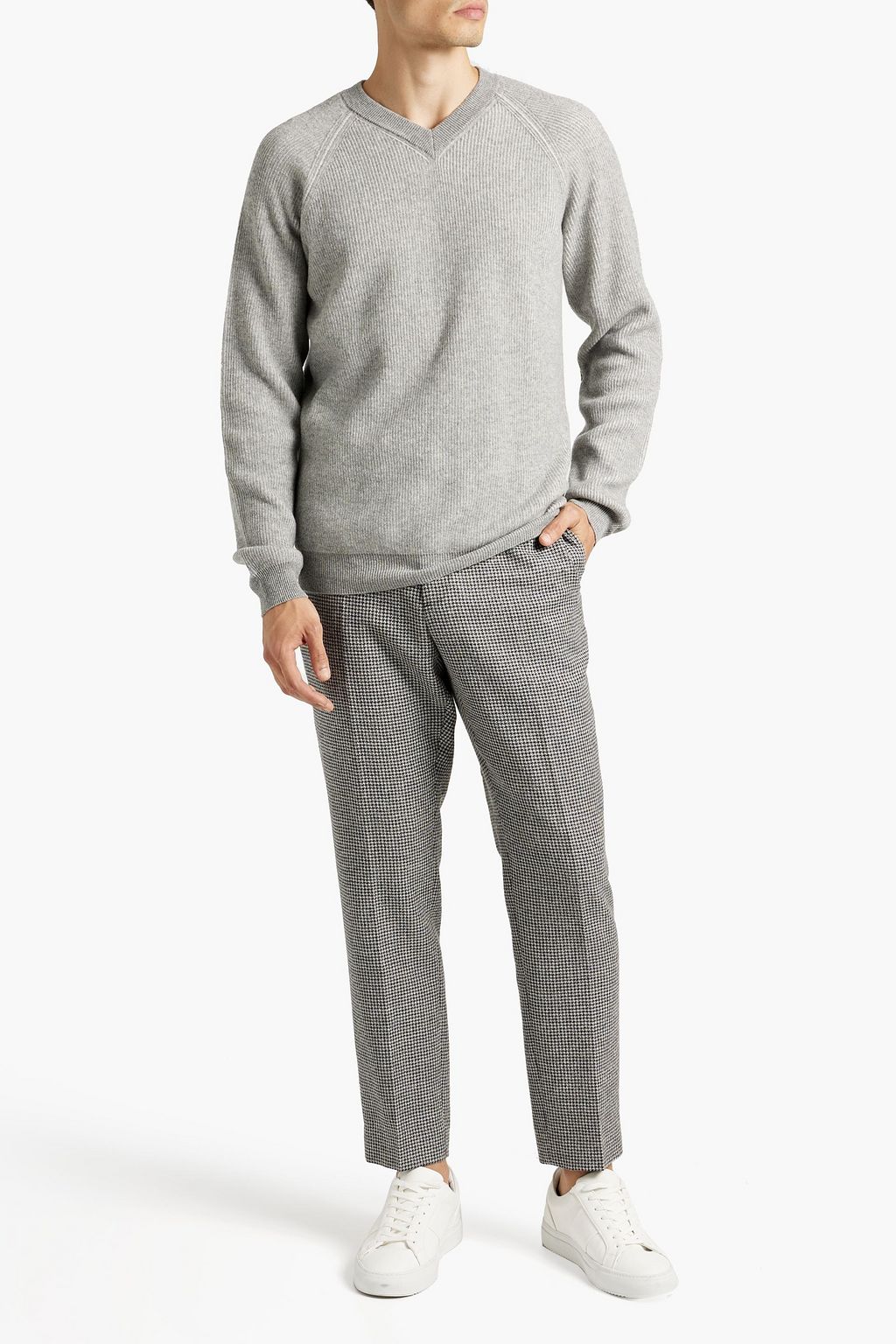 PESERICO Ribbed mélange merino wool and cashmere-blend sweater