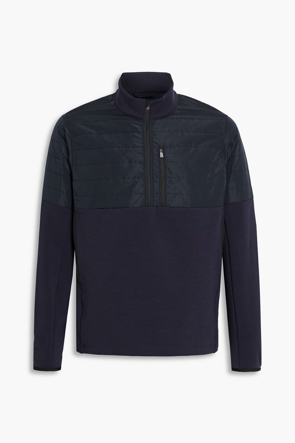 Aztech Quilted Shell-paneled Fleece Half-zip Sweatshirt In Midnight Blue