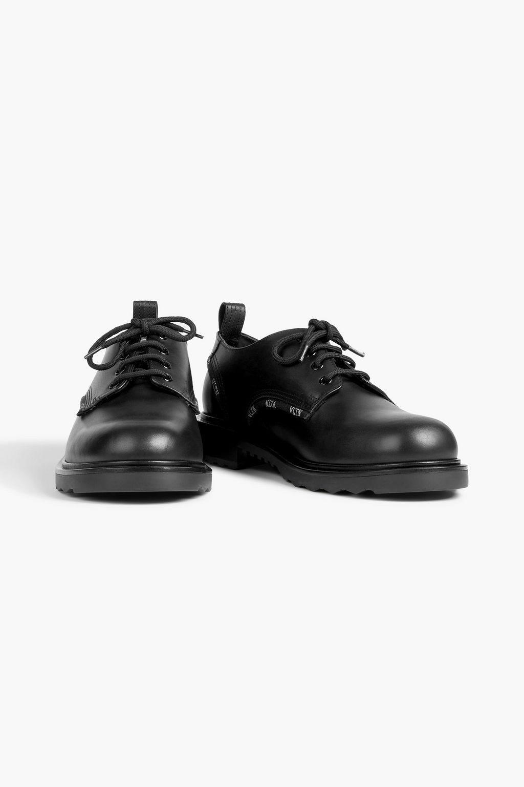 VALENTINO GARAVANI Jacquard-trimmed leather derby shoes