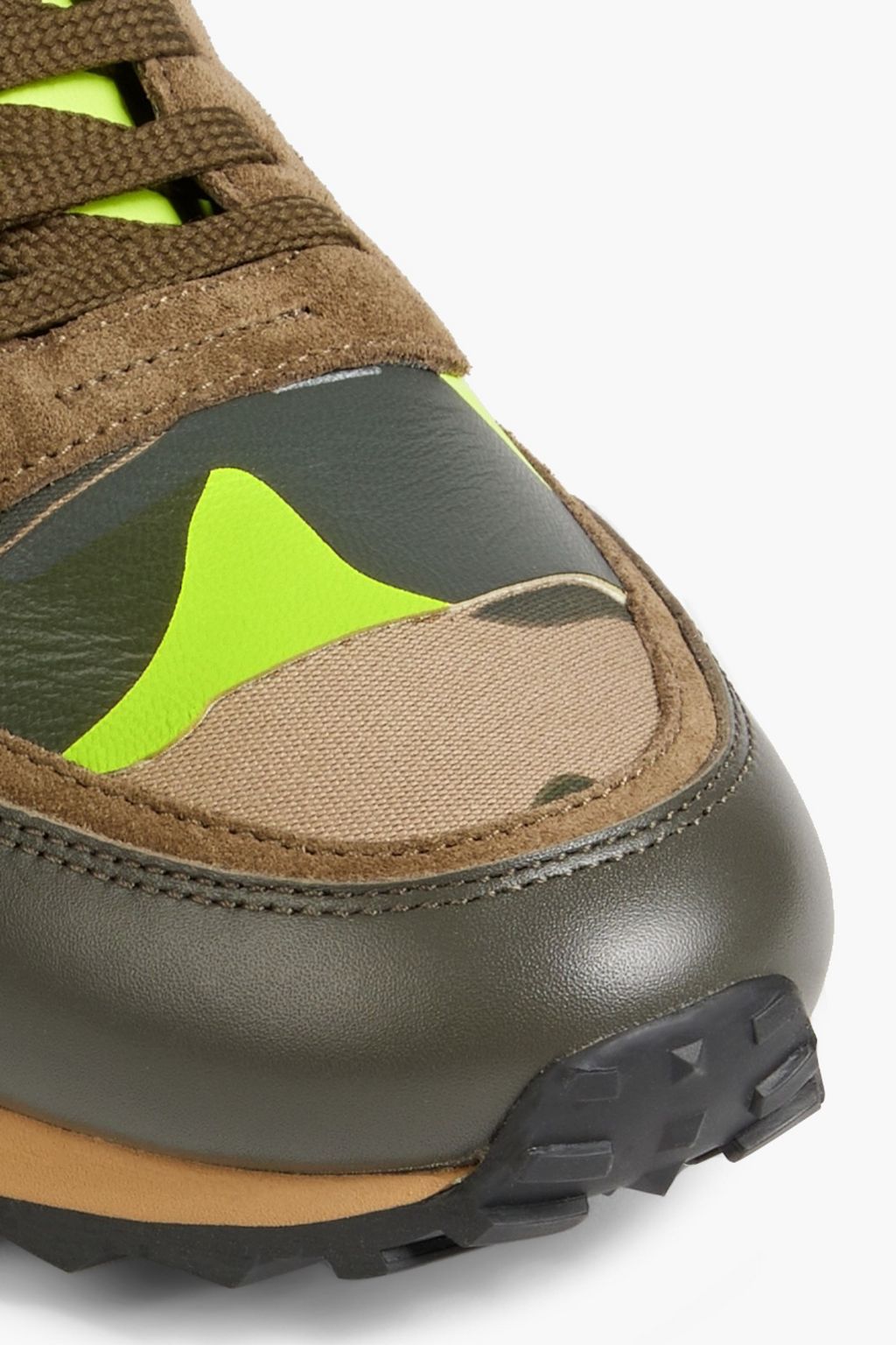 VALENTINO GARAVANI Rockrunner camouflage-print canvas, suede and leather canvas sneakers