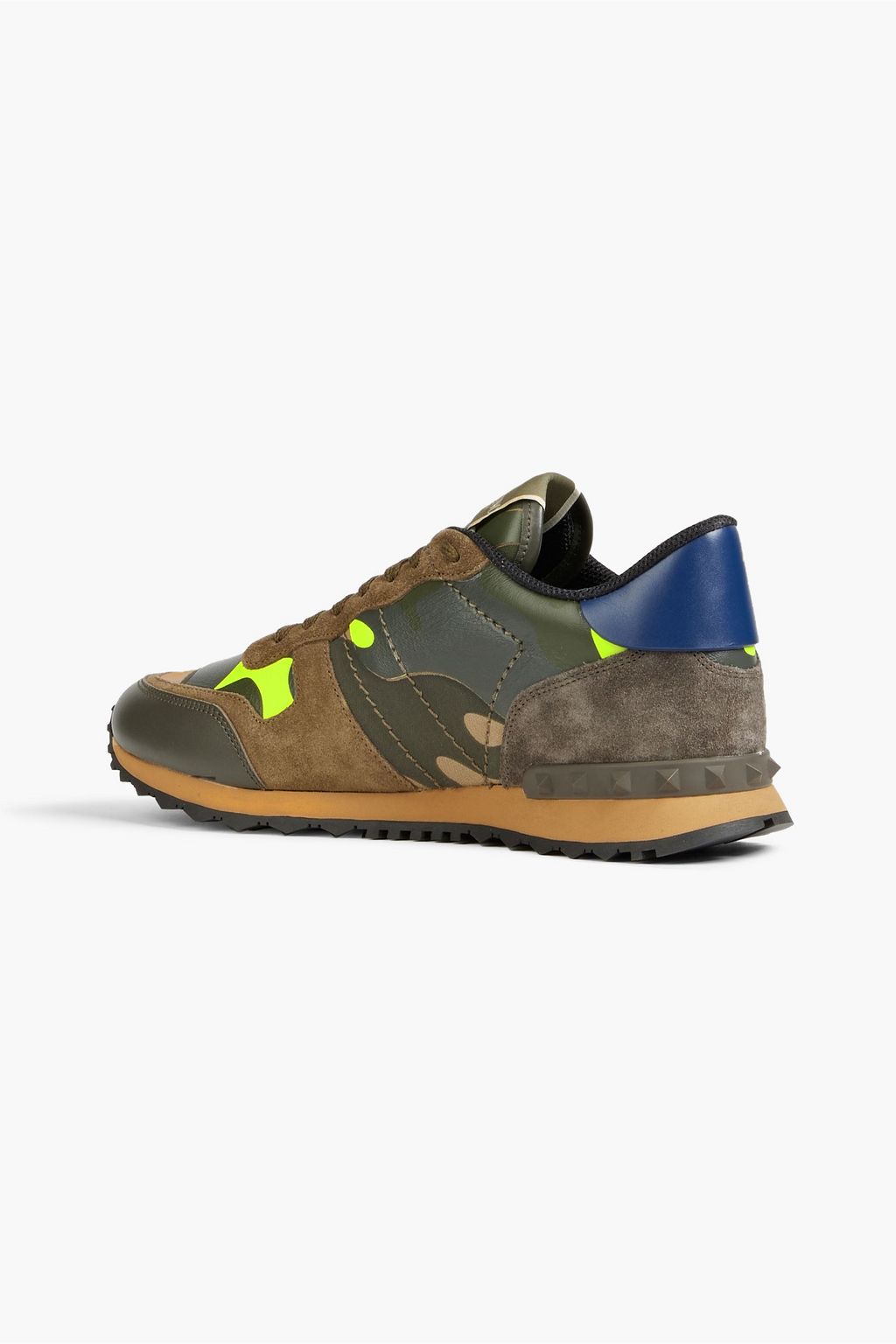 VALENTINO GARAVANI Rockrunner camouflage-print canvas, suede and leather canvas sneakers