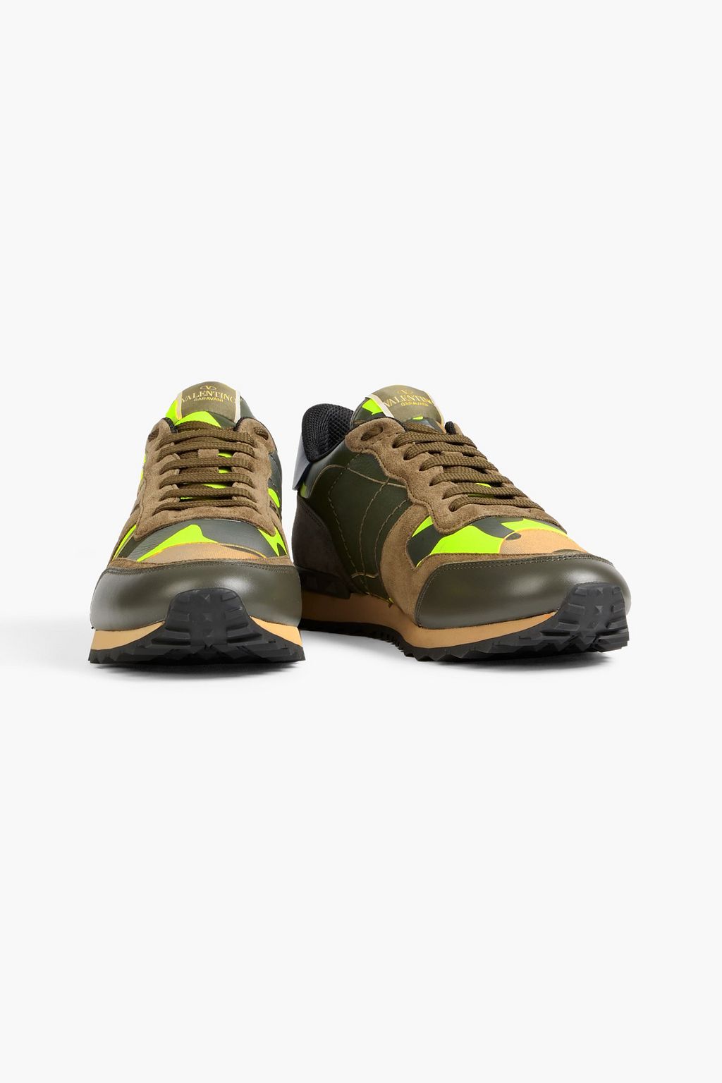VALENTINO GARAVANI Rockrunner camouflage-print canvas, suede and leather canvas sneakers