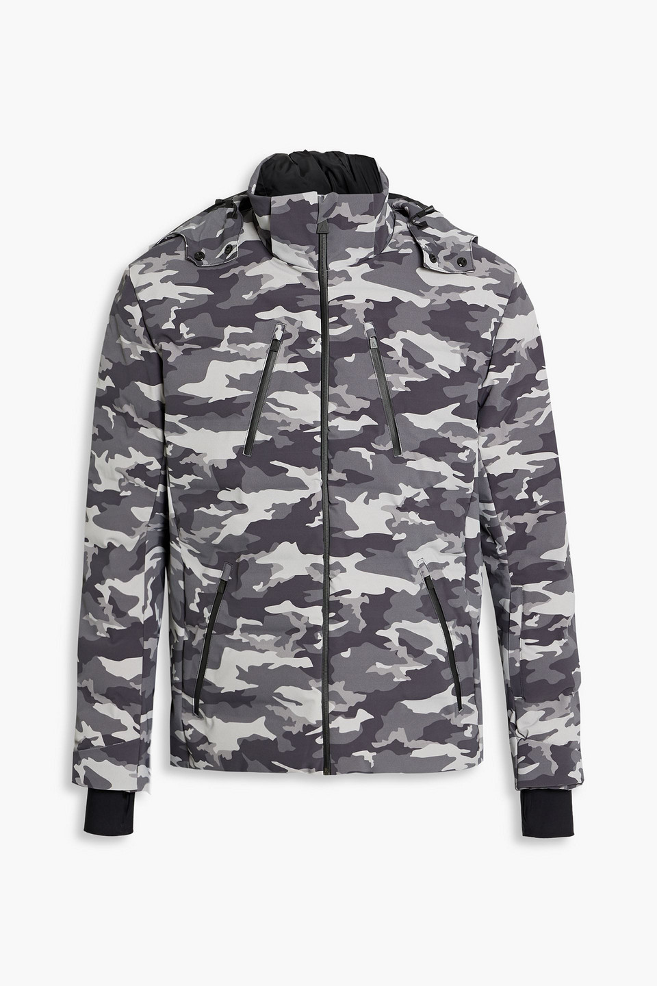 Aztech Camouflage-print Quilted Down Hooded Ski Jacket In Light Gray