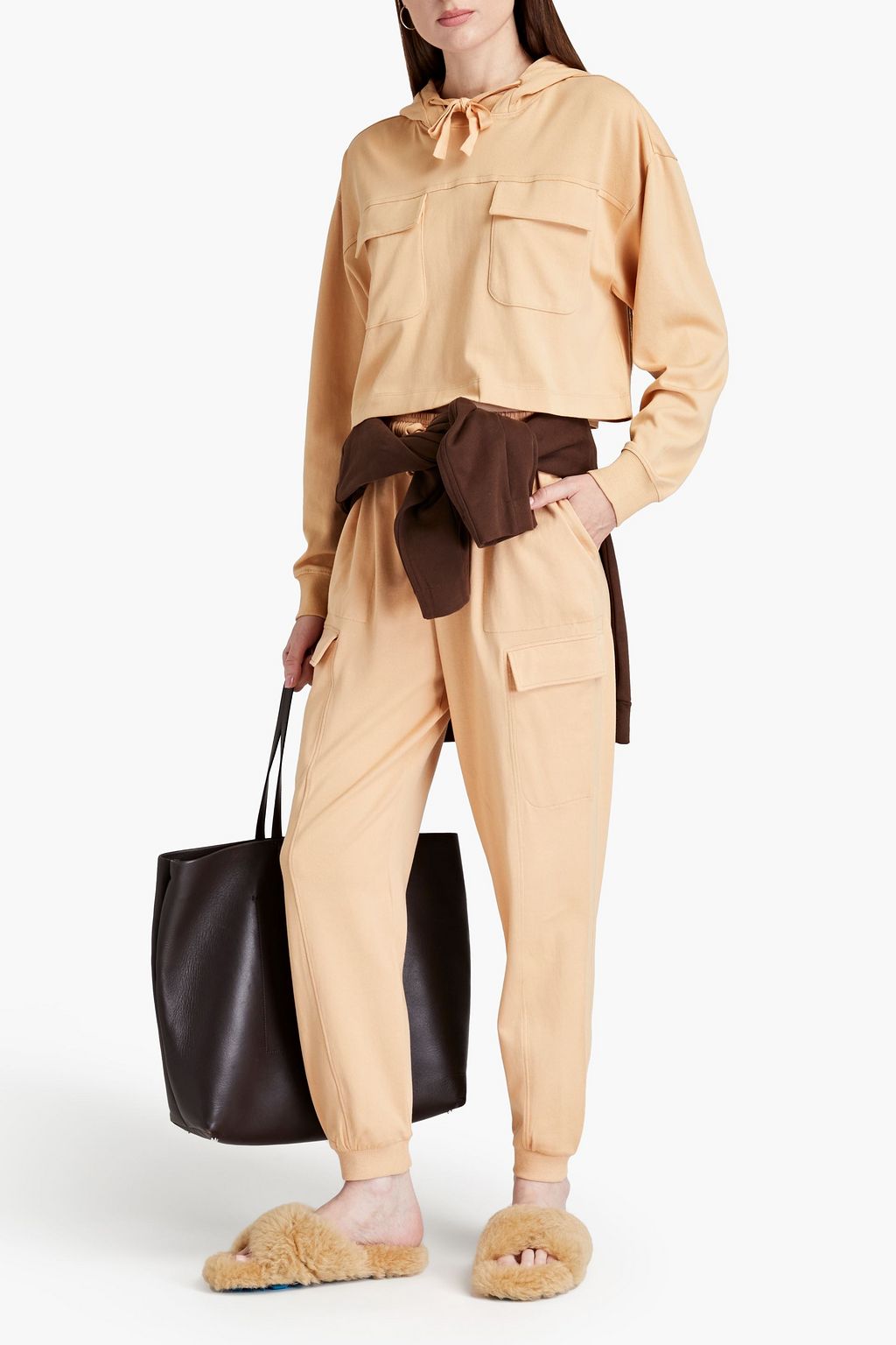 NINETY PERCENT Organic French cotton-terry track pants