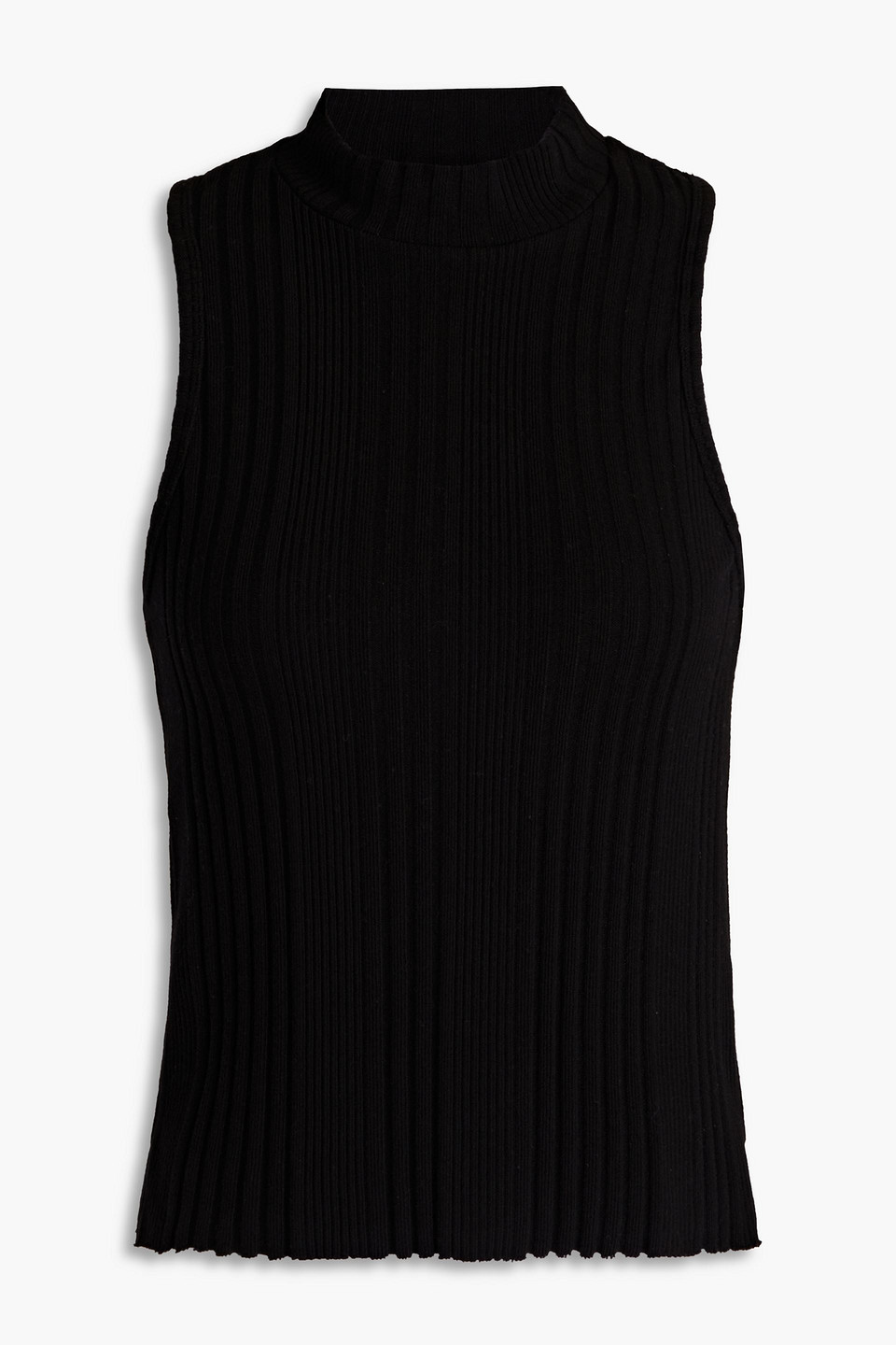 Stateside Ribbed Organic Cotton-blend Turtleneck Top In Black