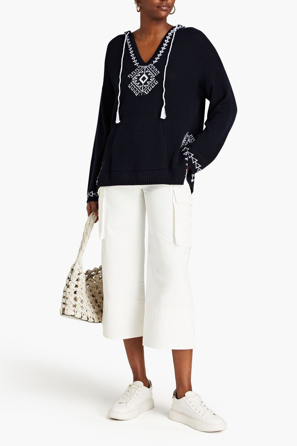 COTTON BY AUTUMN CASHMERE Baja tasseled cotton-jacquard hoodie