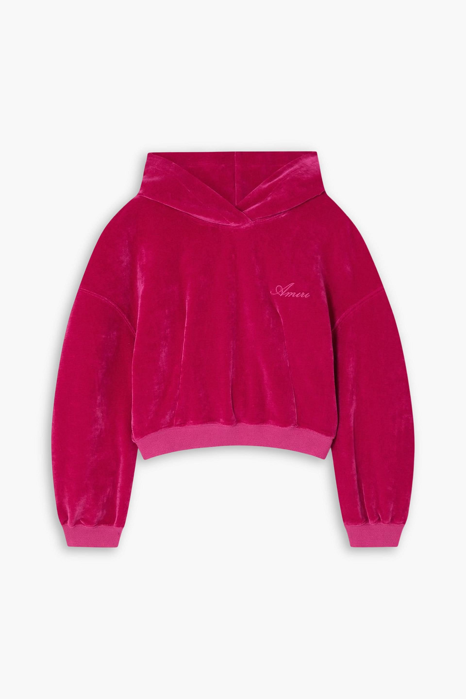 Amiri Cropped Cotton-velour Hoodie In Red