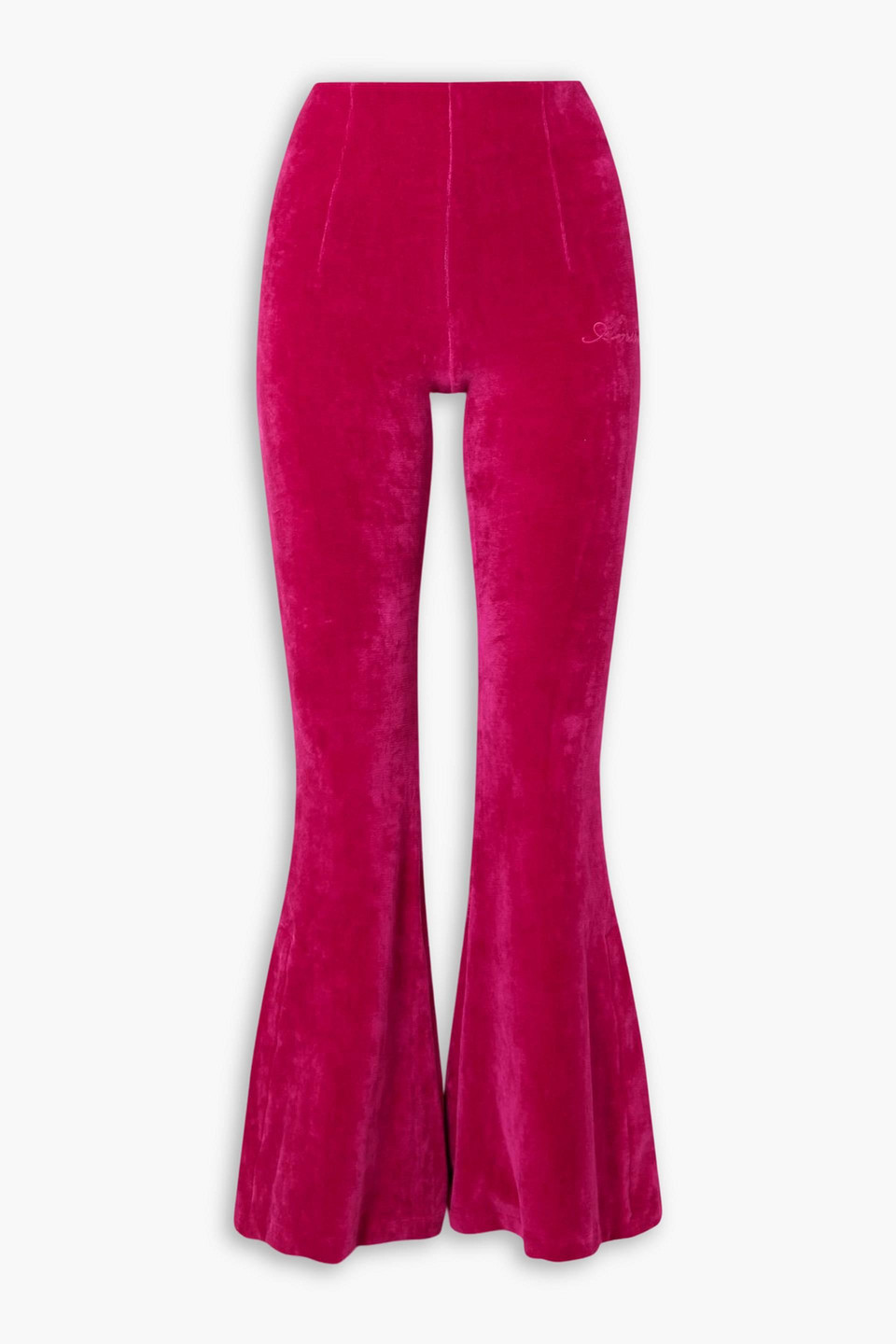 Amiri Stretch Cotton-blend Velour Flared Leggings In Red