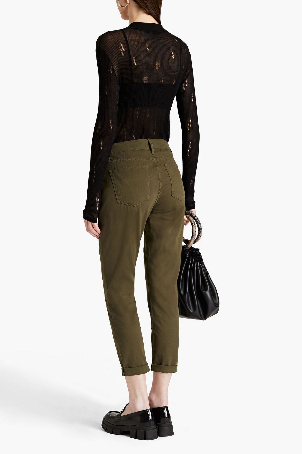 COTTON BY AUTUMN CASHMERE Distressed ribbed cotton shirt