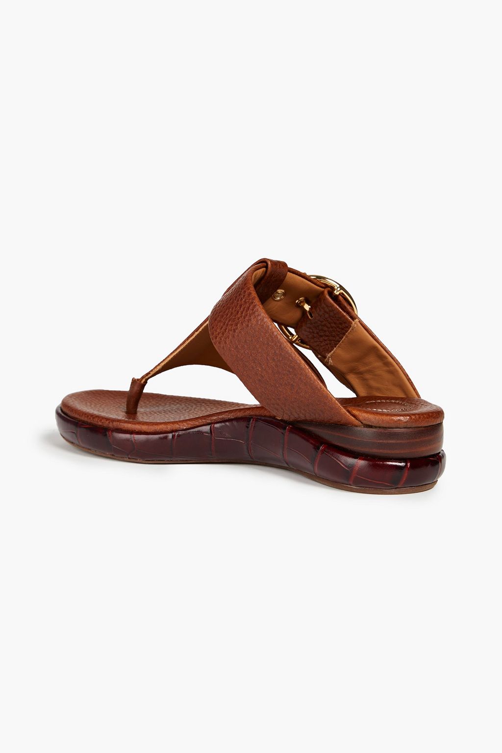 CHLOÉ Buckled textured-leather slides