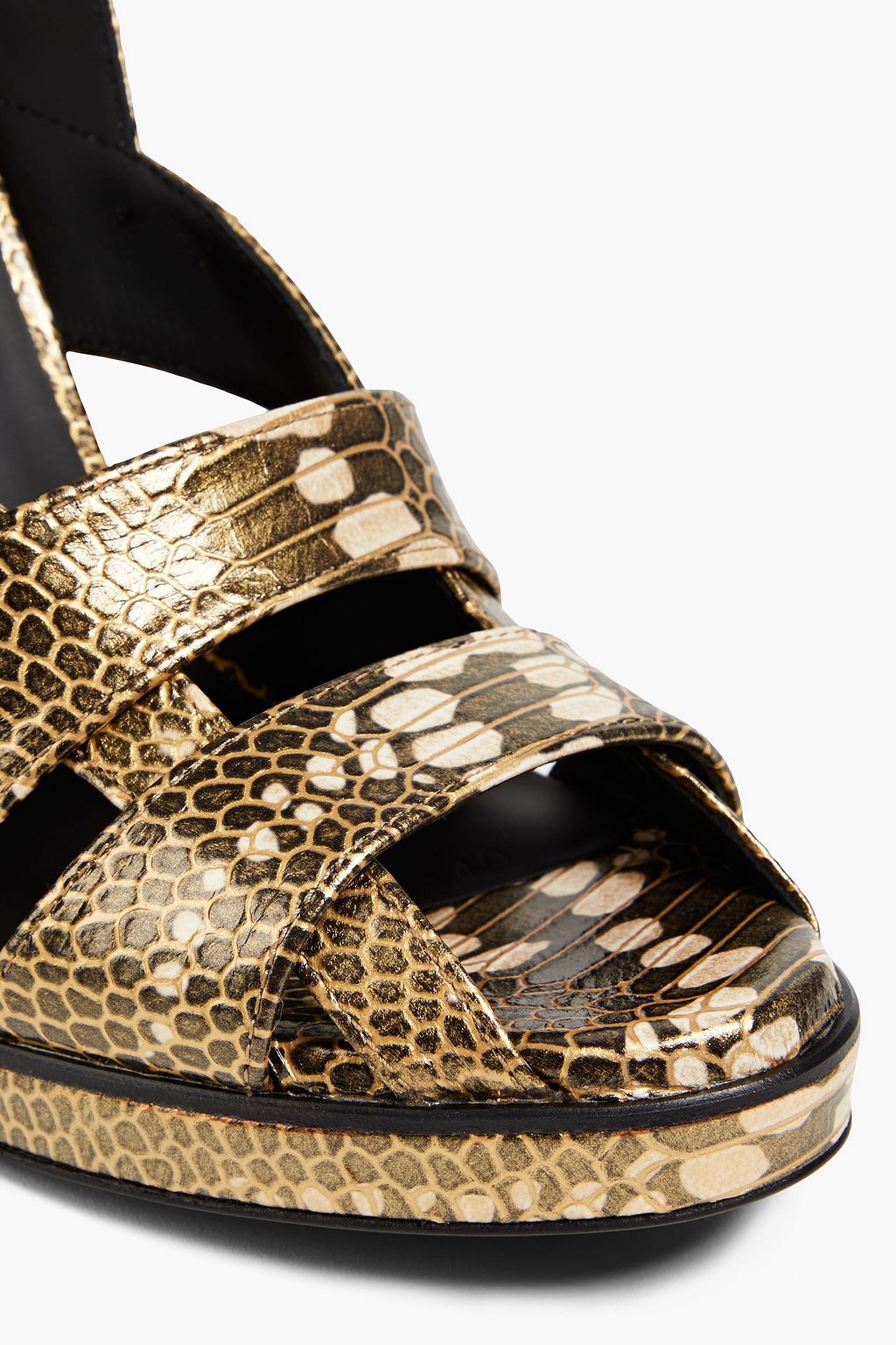 CHLOÉ Metallic snake-effect leather sandals
