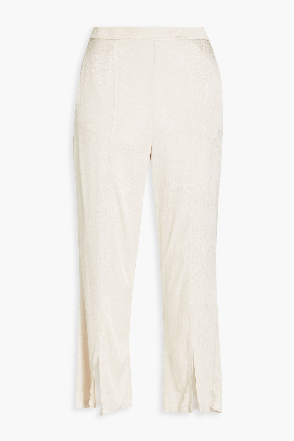 Stateside Cropped Satin-jacquard Kick-flare Trousers In White