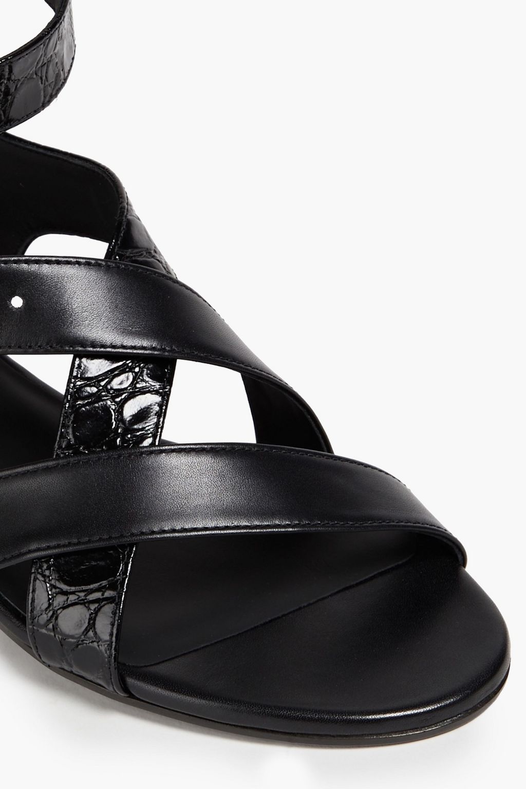 CHLOÉ Daisy smooth and croc-effect leather sandals