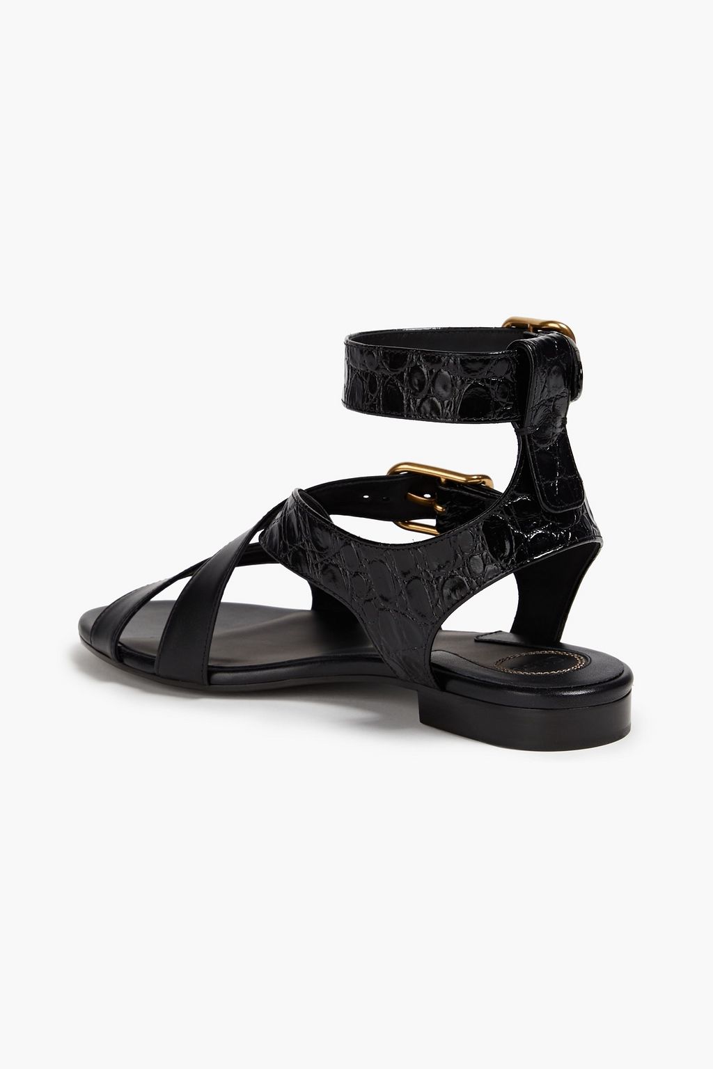 CHLOÉ Daisy smooth and croc-effect leather sandals