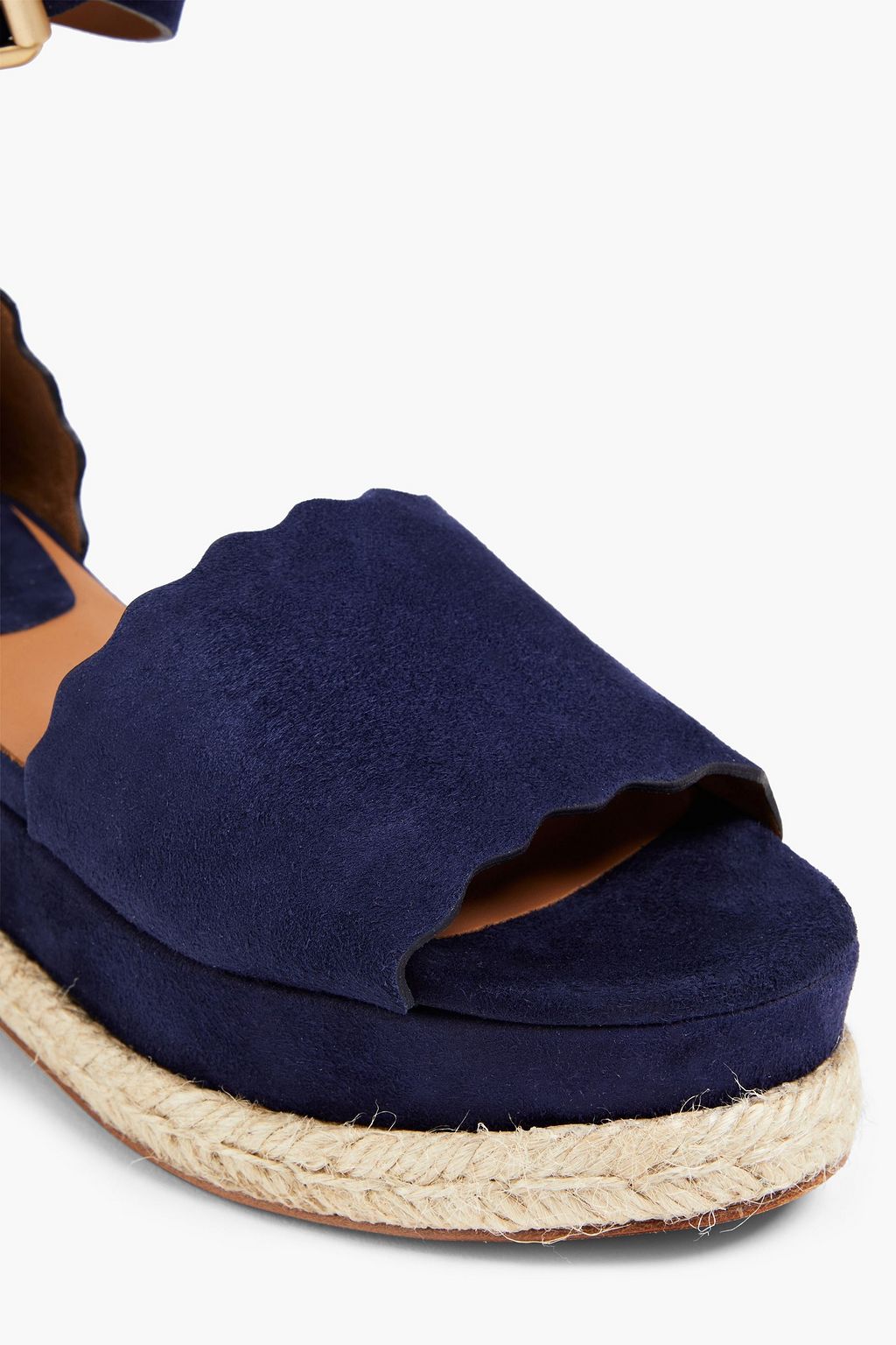 CHLOÉ Lauren scalloped suede espadrille sandals