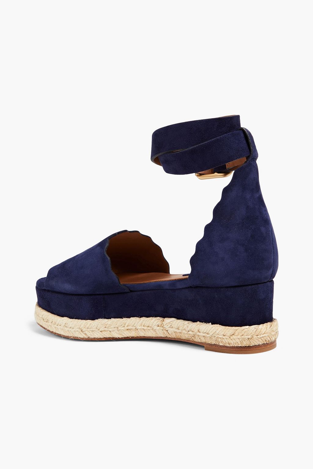 CHLOÉ Lauren scalloped suede espadrille sandals