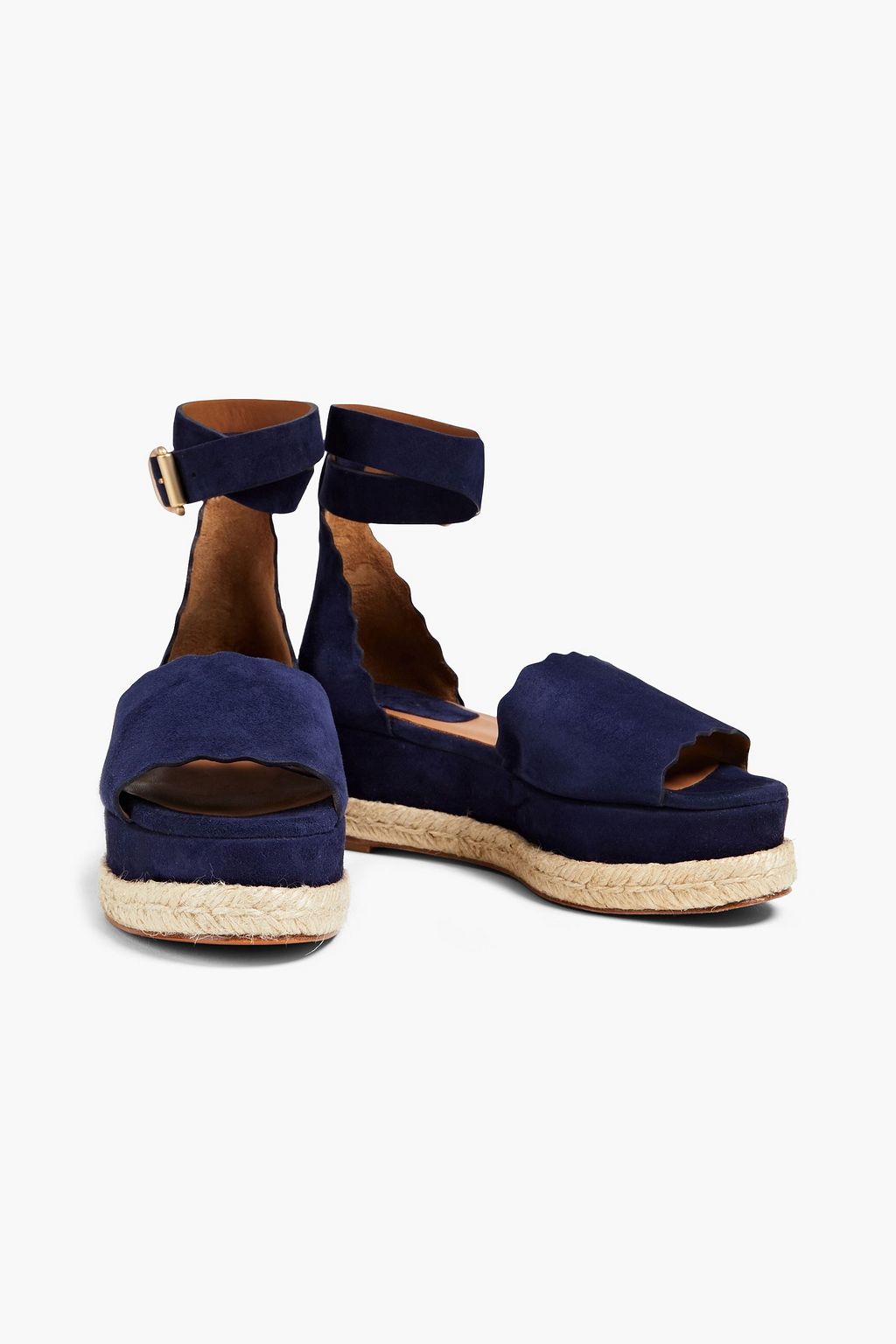 CHLOÉ Lauren scalloped suede espadrille sandals