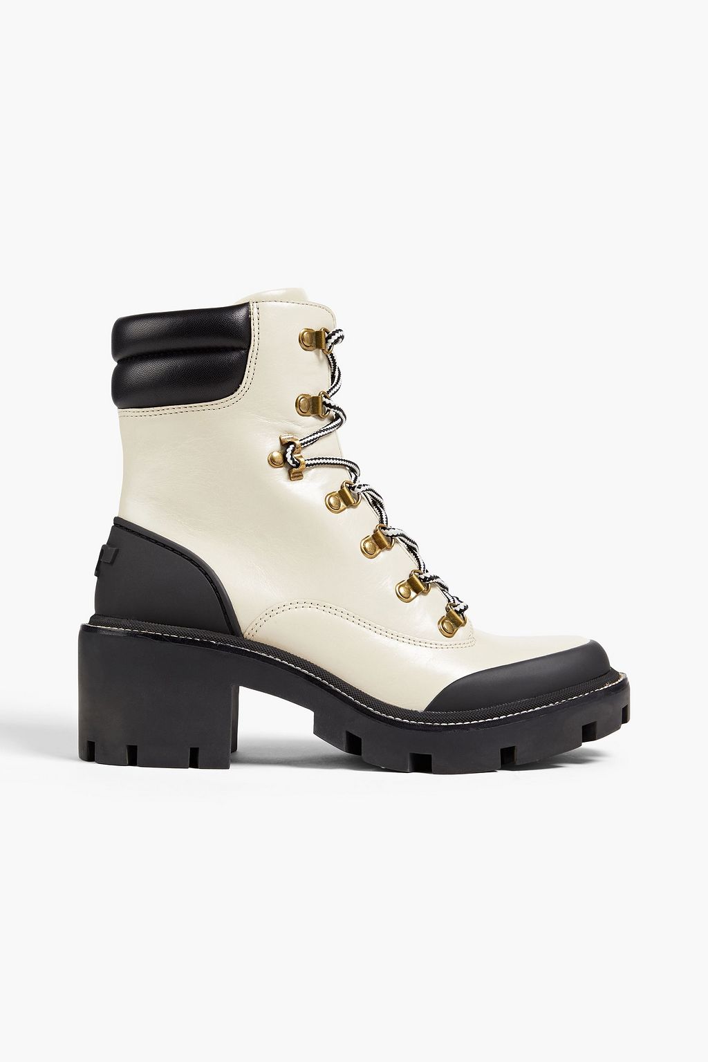 TORY BURCH Two-tone leather combat boots | Sale up to 70% off | THE OUTNET